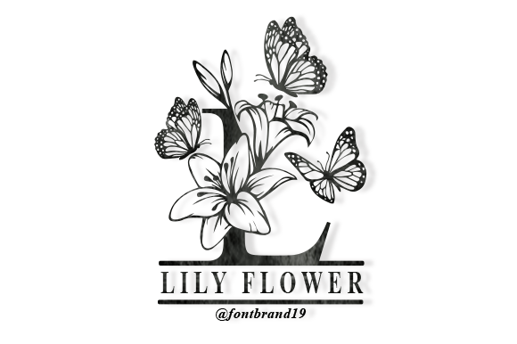 Split Lily Flower Monogram: An Elegant Decorative Font for Creative Projects
